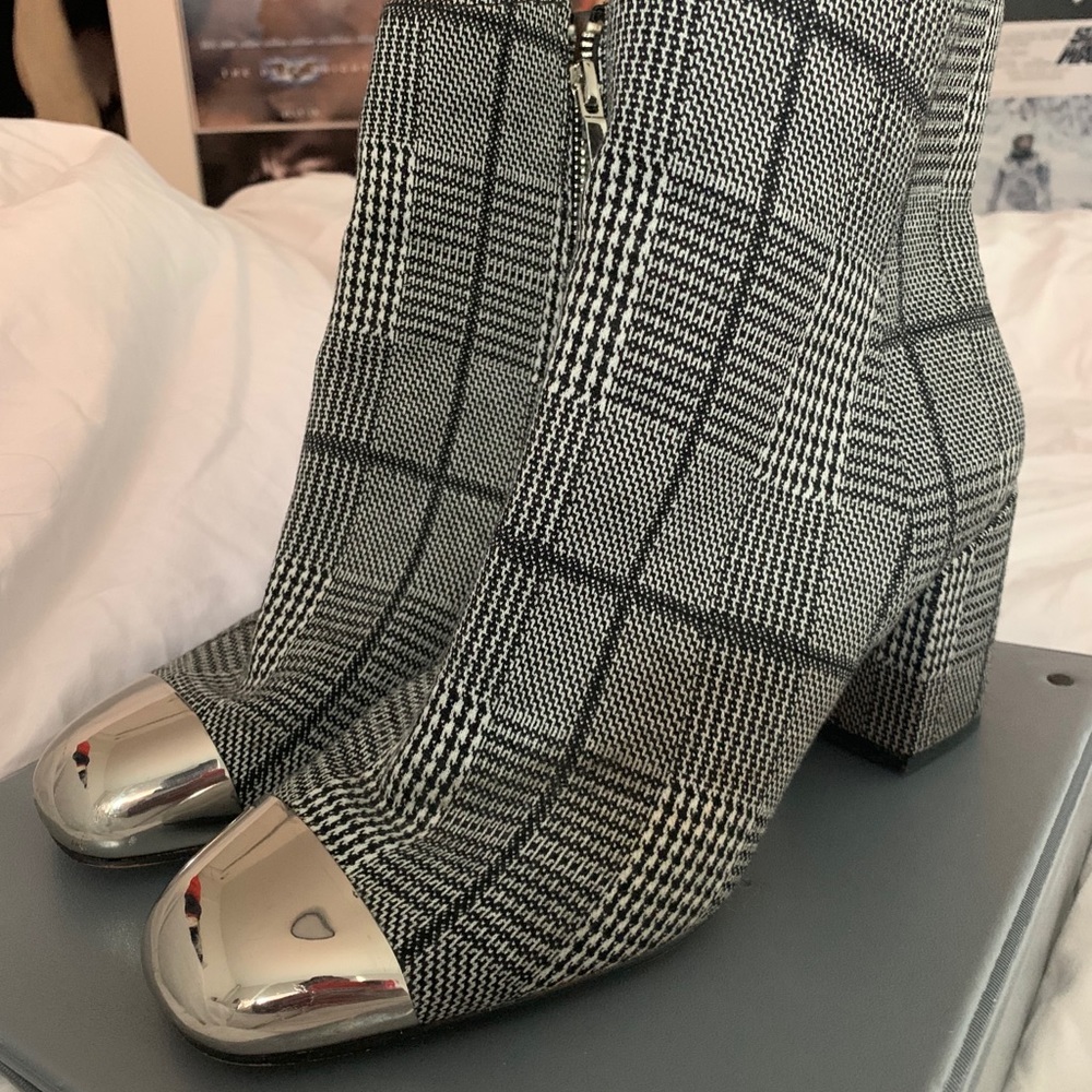 Black and White Plaid Aldo Booties